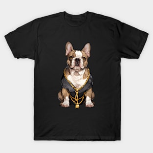 Fawn Pied with gold chain French Bulldog T-Shirt